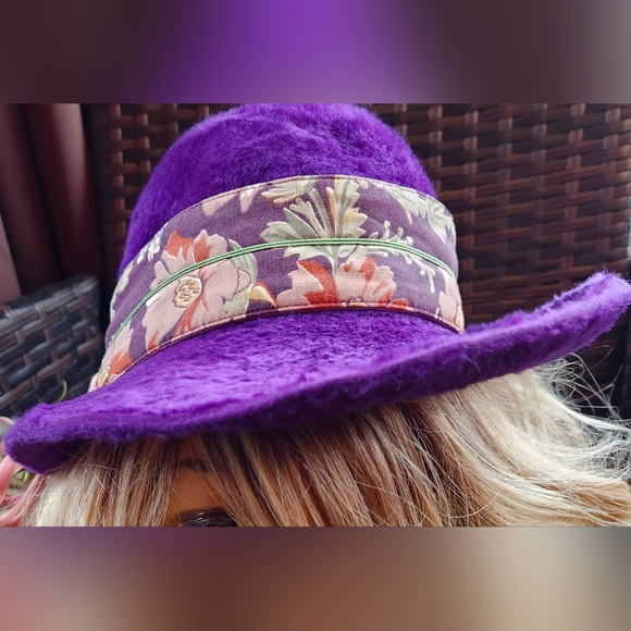 60s LORD & TAYLOR Purple Mohair Soft Luxury MISS ALICE Hollywood Movie Star Hat - Picture 6 of 16